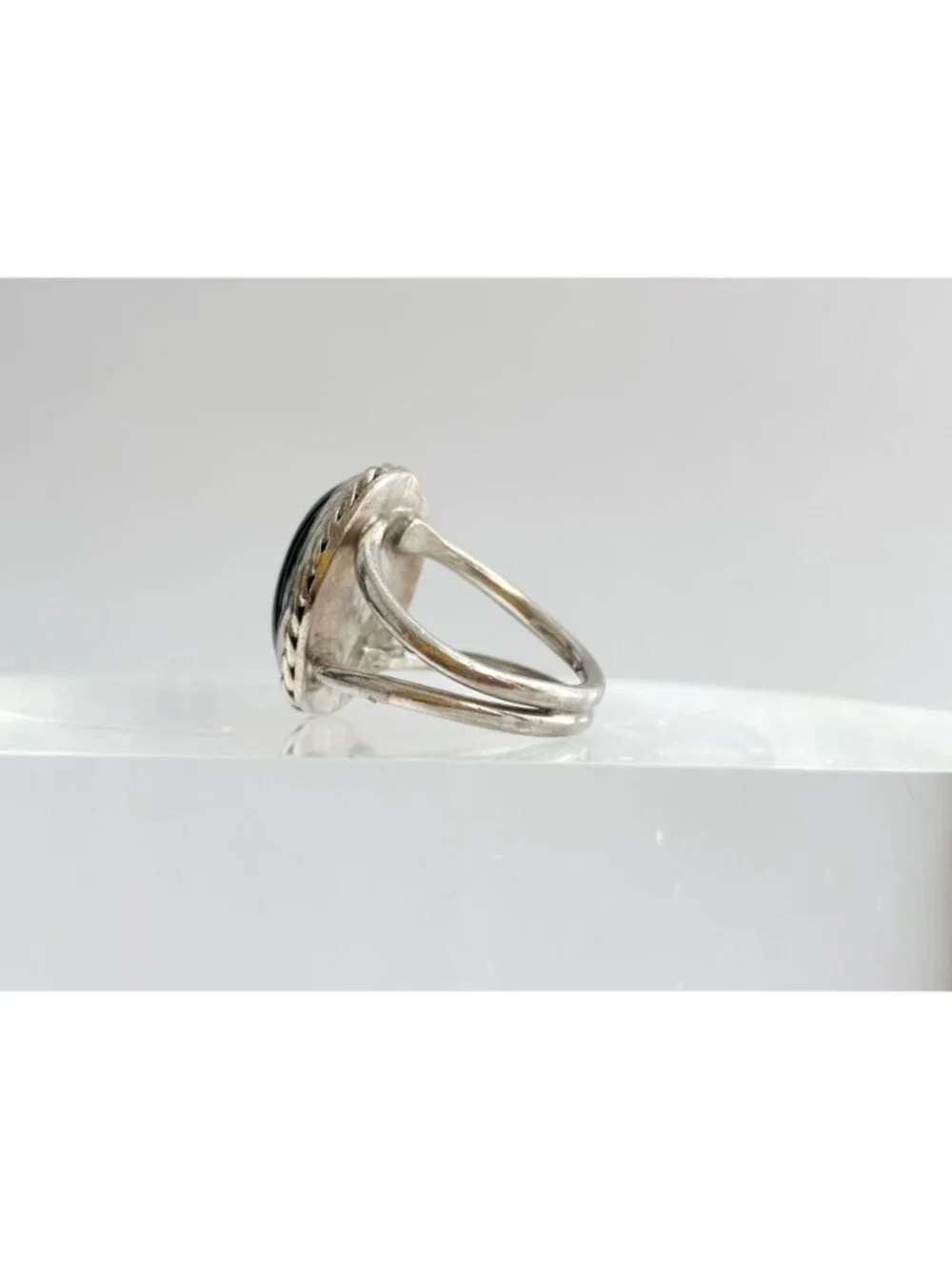 Black Onyx Southwest Style Sterling Silver 925 Vintage Ring - sz 7.5